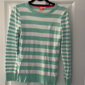 Puma Mint Green and White Striped Long Sleeve Top